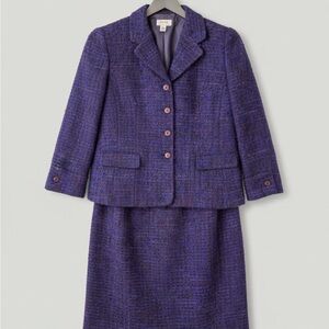 Talbots Purple Tweed Blazer and Skirt Suit